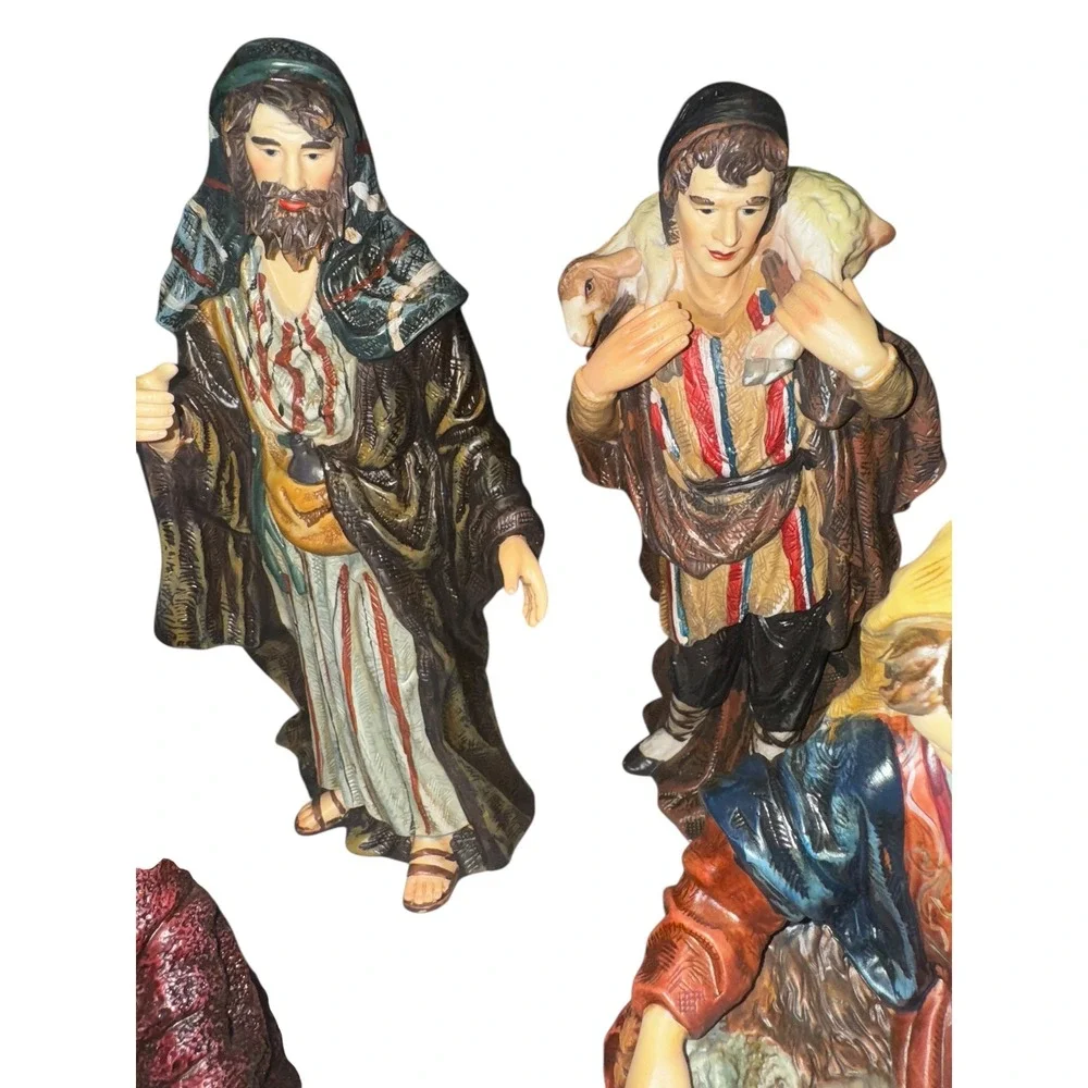 Nativity Scene Set 7 Figures Shepherd Camel Donkey Wise Men Christmas Decor